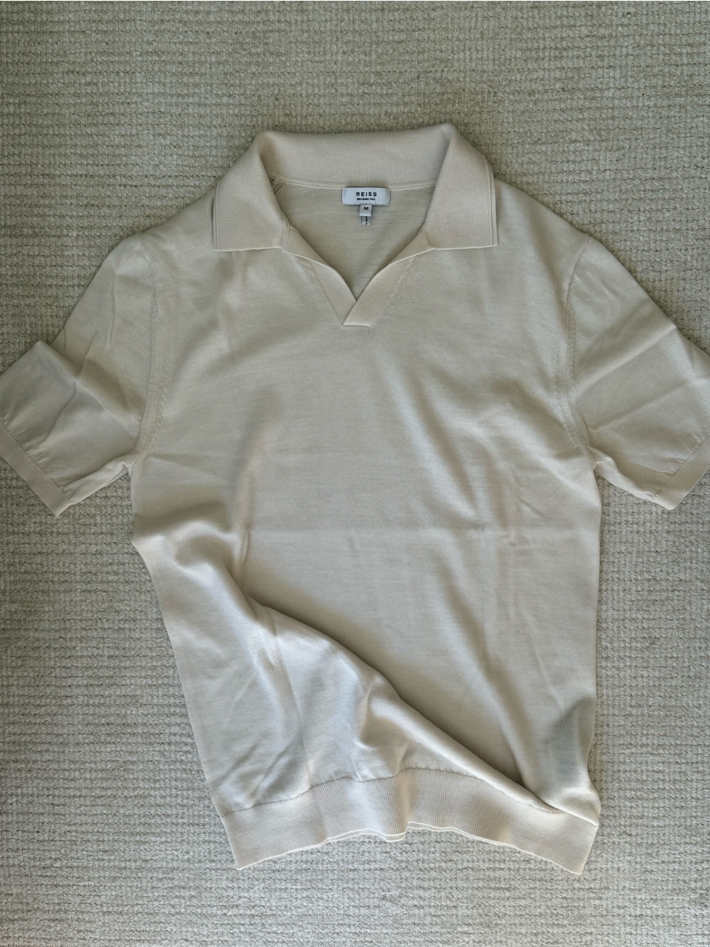 Reiss Men’s Cream Merino Wool Knit Shirt